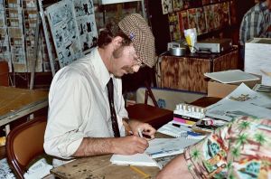 This is an image of O'Neill at work on "Air Pirates." 